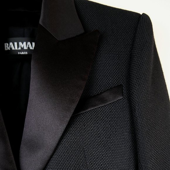 Balmain Gold Single Button Tuxedo Jacket - Picture 3 of 8